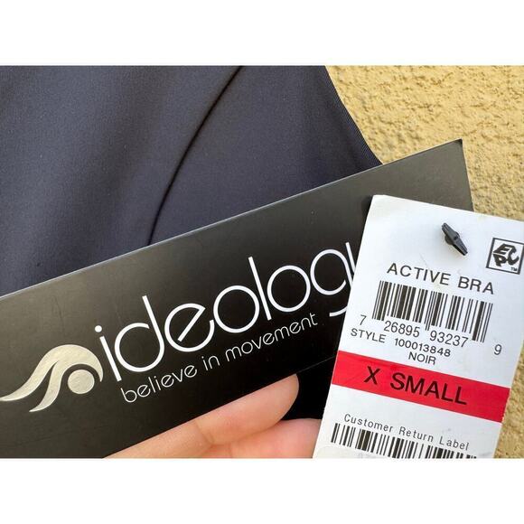 Ideology Black Lace Back Sports Bra XS NWT - Picture 2 of 5